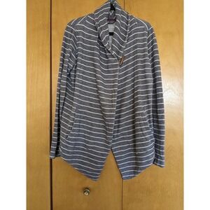 The North Face Womens Gray Striped Cotton Toggle Wrap Cardigan Sweater Large